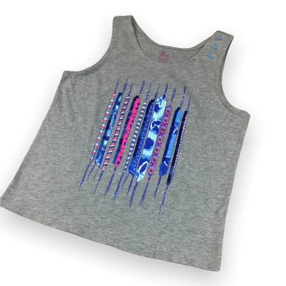 Children's Place Girls Tank Top 10 12 Gray Tank Ribbon‎ Friendship Bracelet NEW
